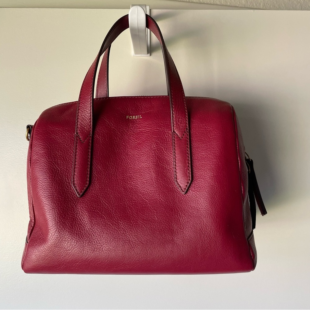 Red Fossil Sydney Satchel Crossbody Bag